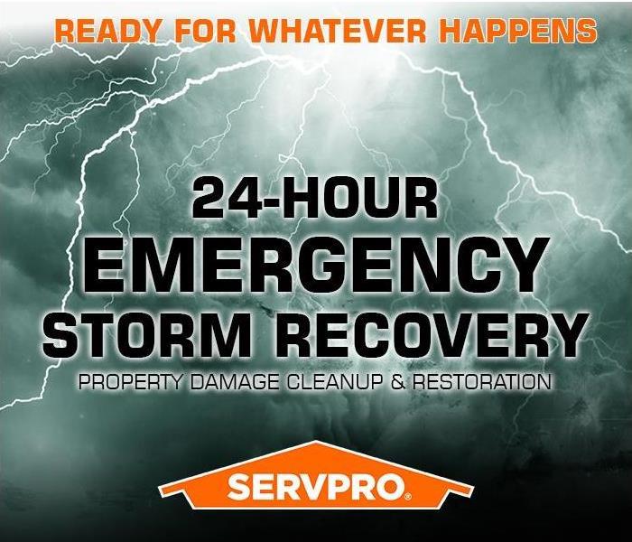 24 Hour emergency storm recovery with lightening bolts in the background